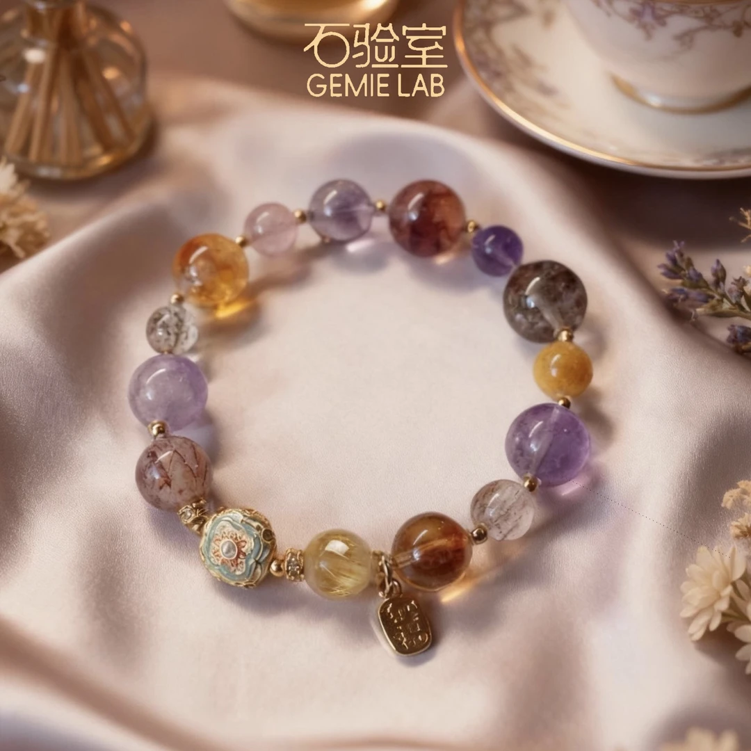 【聚宝大综合】石验室 |绿幽灵黄塔晶紫水晶手串权威检测