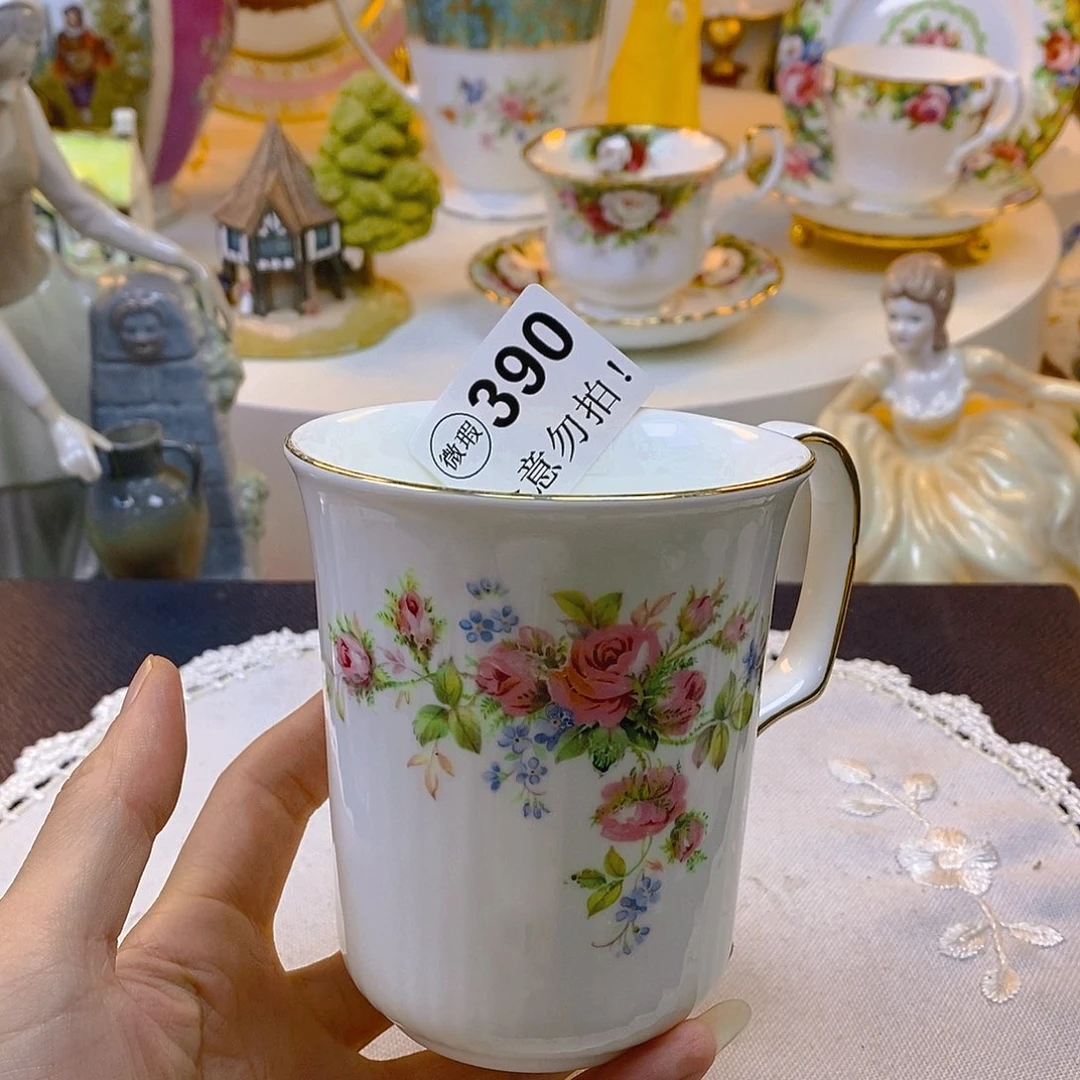 瓷片咖啡杯水晶杯摆件