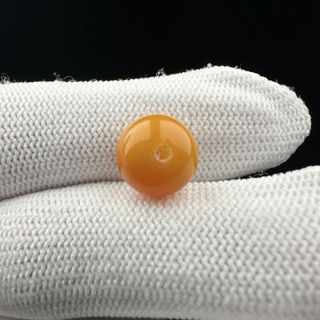 K1231天然原矿蜜蜡 鸡油红扣子10*8.5mm支持复检假一罚十