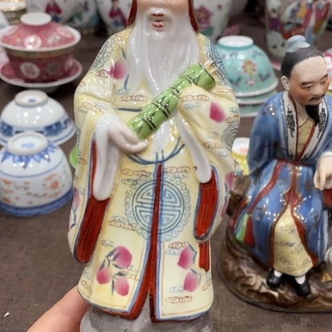 瓷片景德镇粉彩雕塑八仙