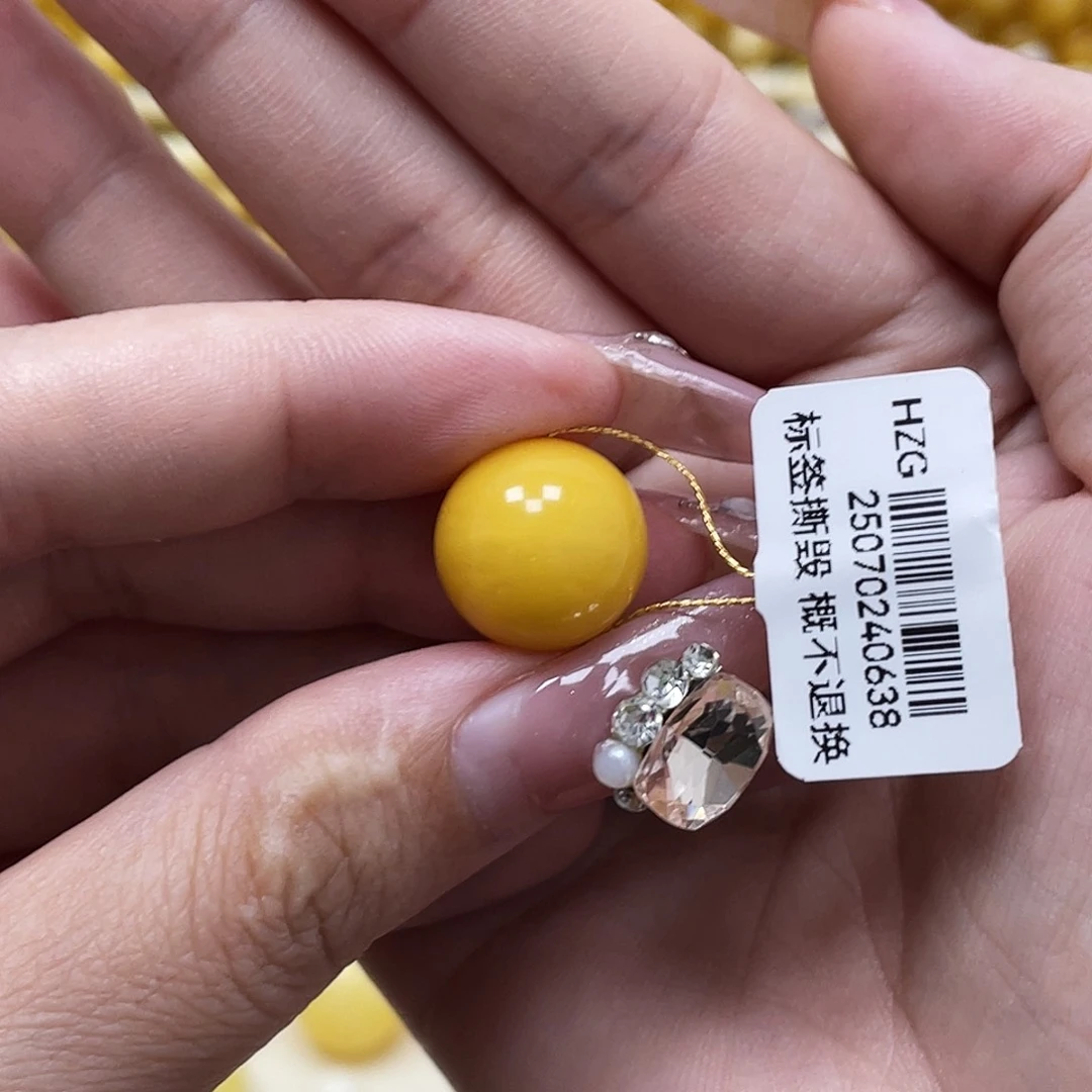 裸石琥珀未镶嵌13.9mm氧化款圆珠