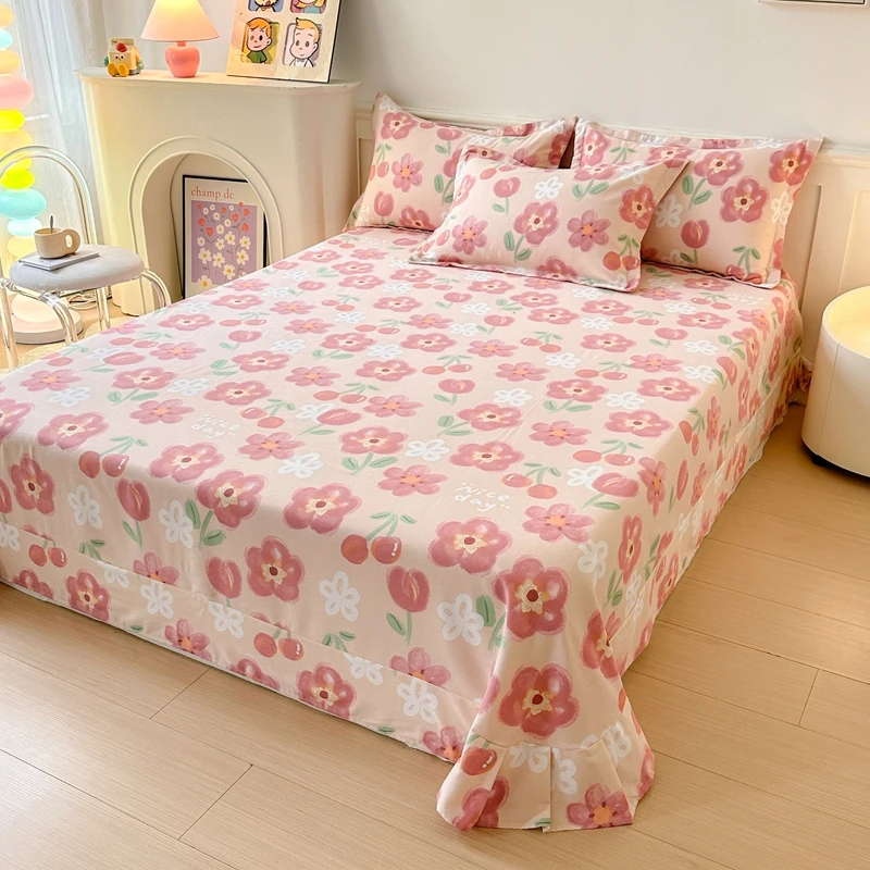 全棉加厚磨毛单床单可爱双面亲肤印花单人学生宿舍被单纯棉单件