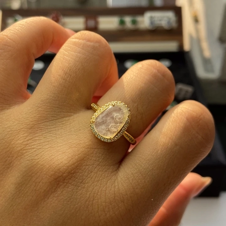 翡翠戒指银S925镶嵌戒指