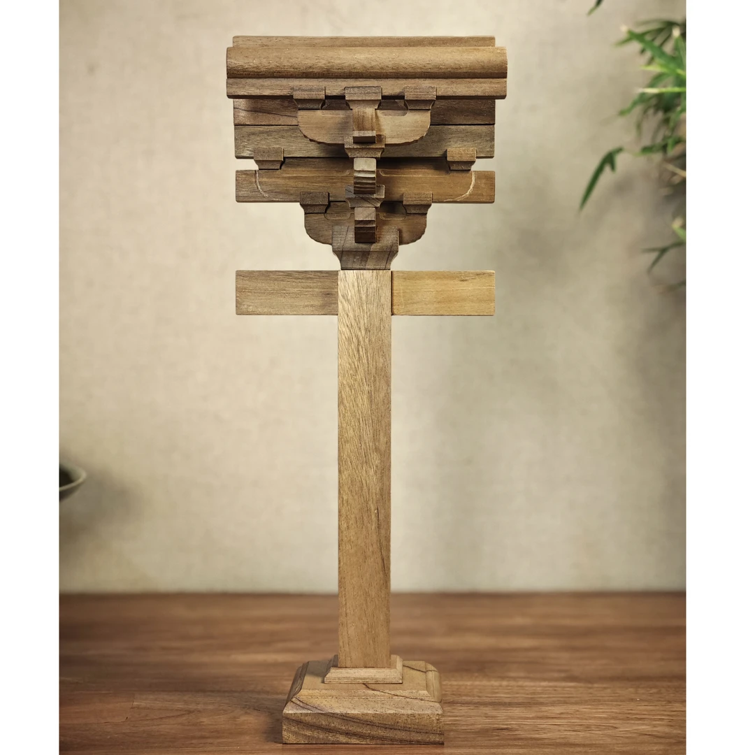 南禅寺大殿柱头斗拱榫卯积木原木古建模型益智教具