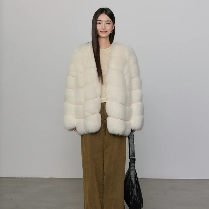 黑金夫人 2025进口整皮狐狸毛皮草外套女中长款毛毛冬季23682-7