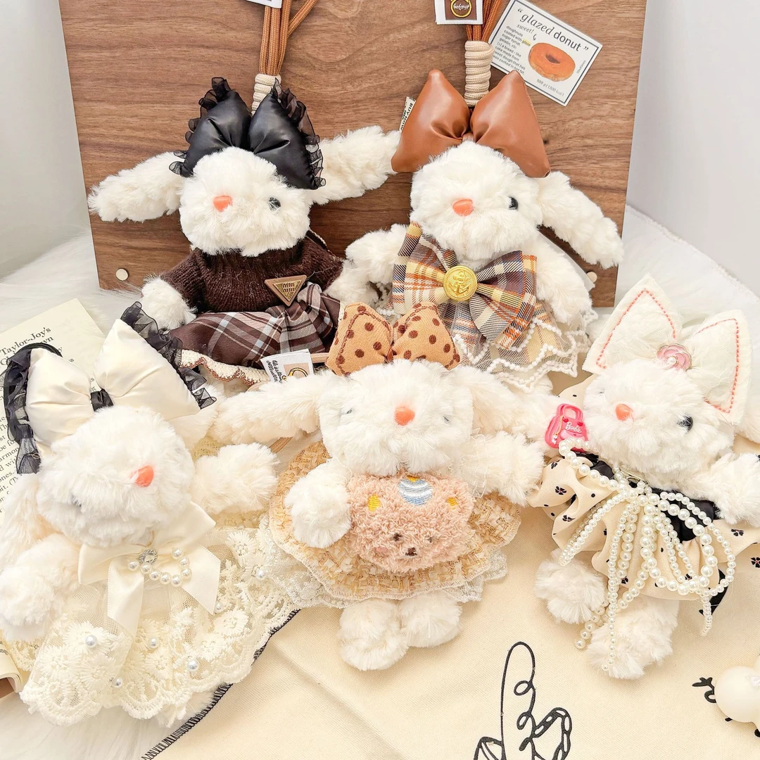 创意可爱垂耳兔毛绒包包挂件卡通兔子玩偶成品钥匙扣呆萌公仔挂饰