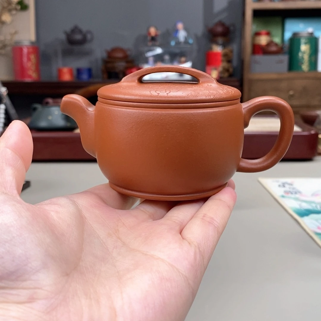 茶壶紫砂生砂朱泥半手汉瓦160cc