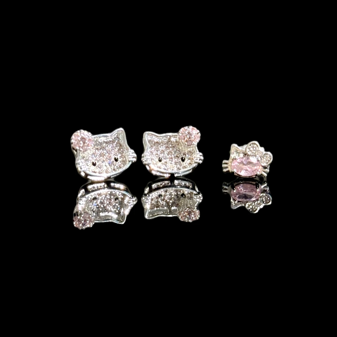 合金耳饰 【17SR】kitty系列亮闪耳骨钉粉耳钉精致时尚可爱