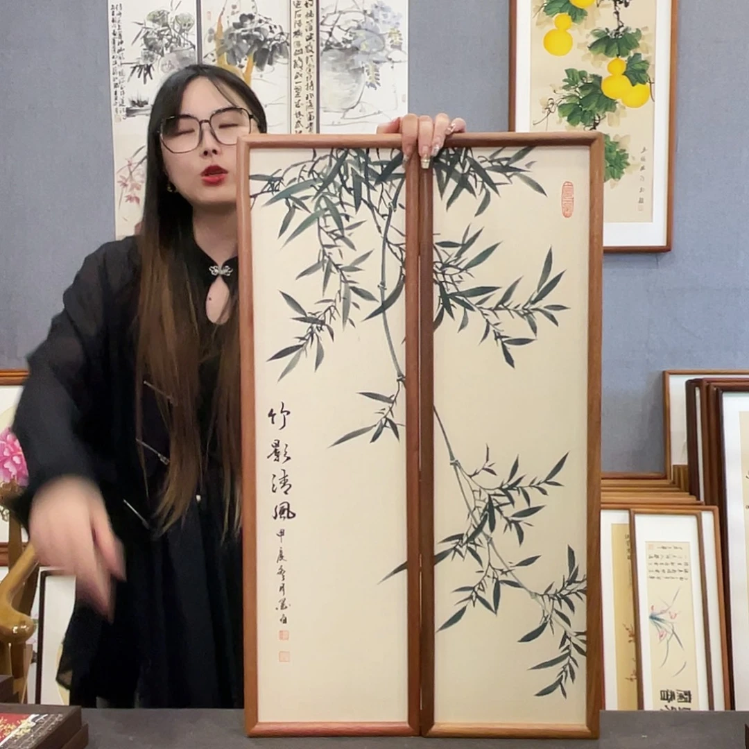 书法手绘带框尺寸:20*70