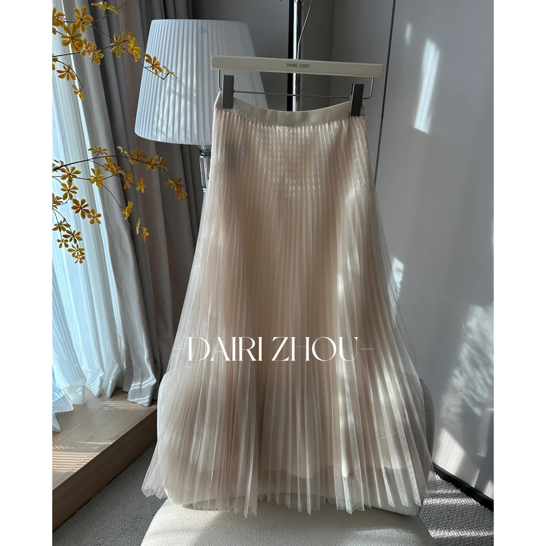 DAIRI  ZHOU▪️决定方向   高腰两个颜色纱裙松紧腰精致优雅气质秋
