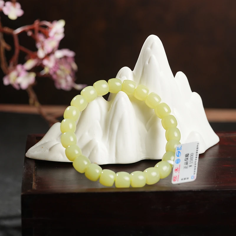 新疆和田玉若羌黄玉极限弧卡8-7手串多样性发一件