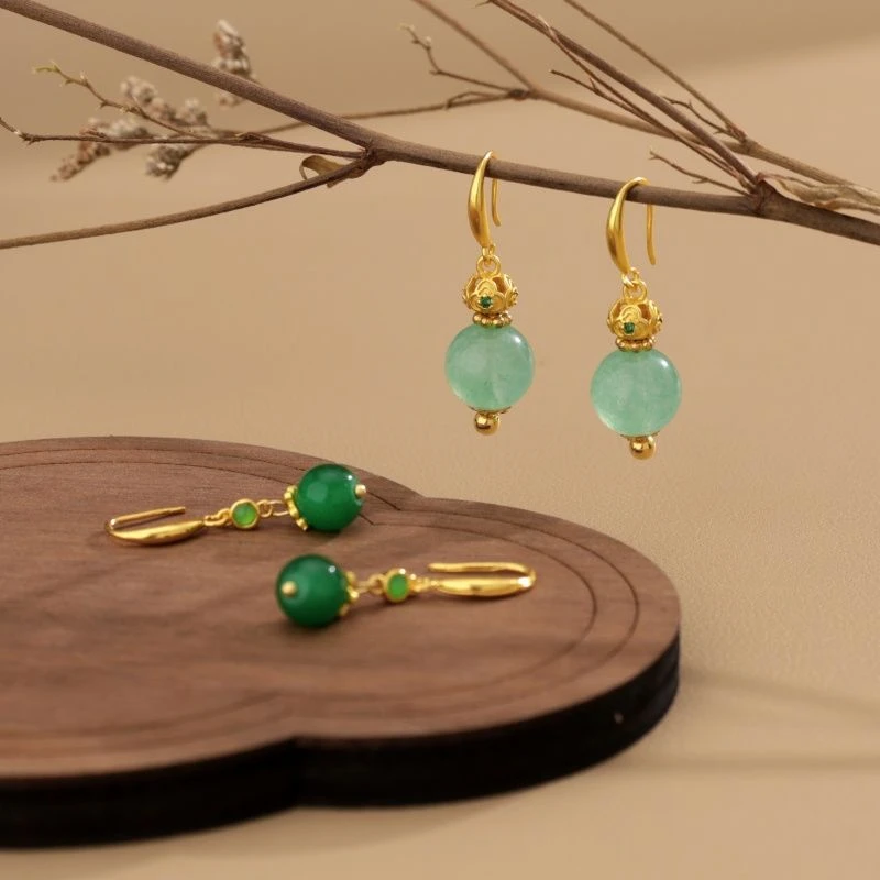 DIY耳环耳钩空托半成品镀18k色可拆卸螺纹珠万用耳钩耳饰百搭时尚