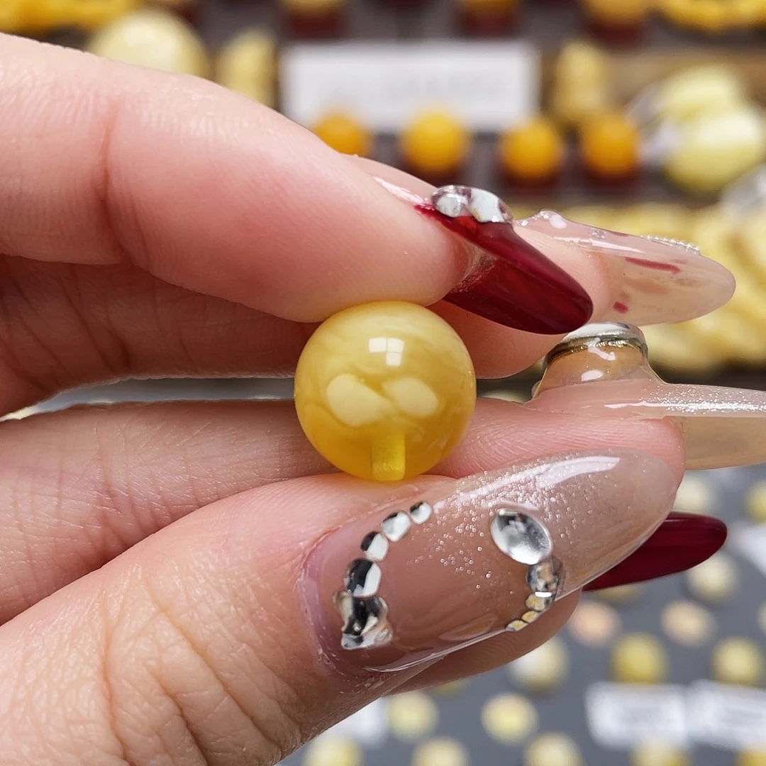 琥珀裸石未镶嵌蜜蜡圆珠12.3mm微瑕