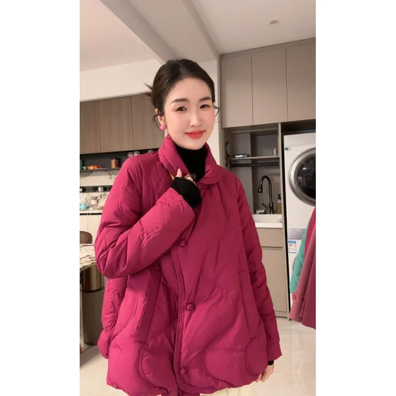月月自制 时尚设计翻领短款白鸭绒羽绒服宽松显瘦外套女