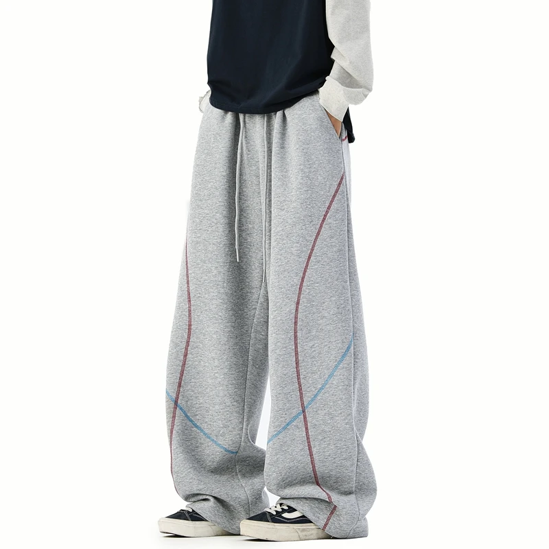 MTVO迈特优美式休闲卫裤男女款春秋季潮牌宽松bf慵懒风直筒阔腿裤