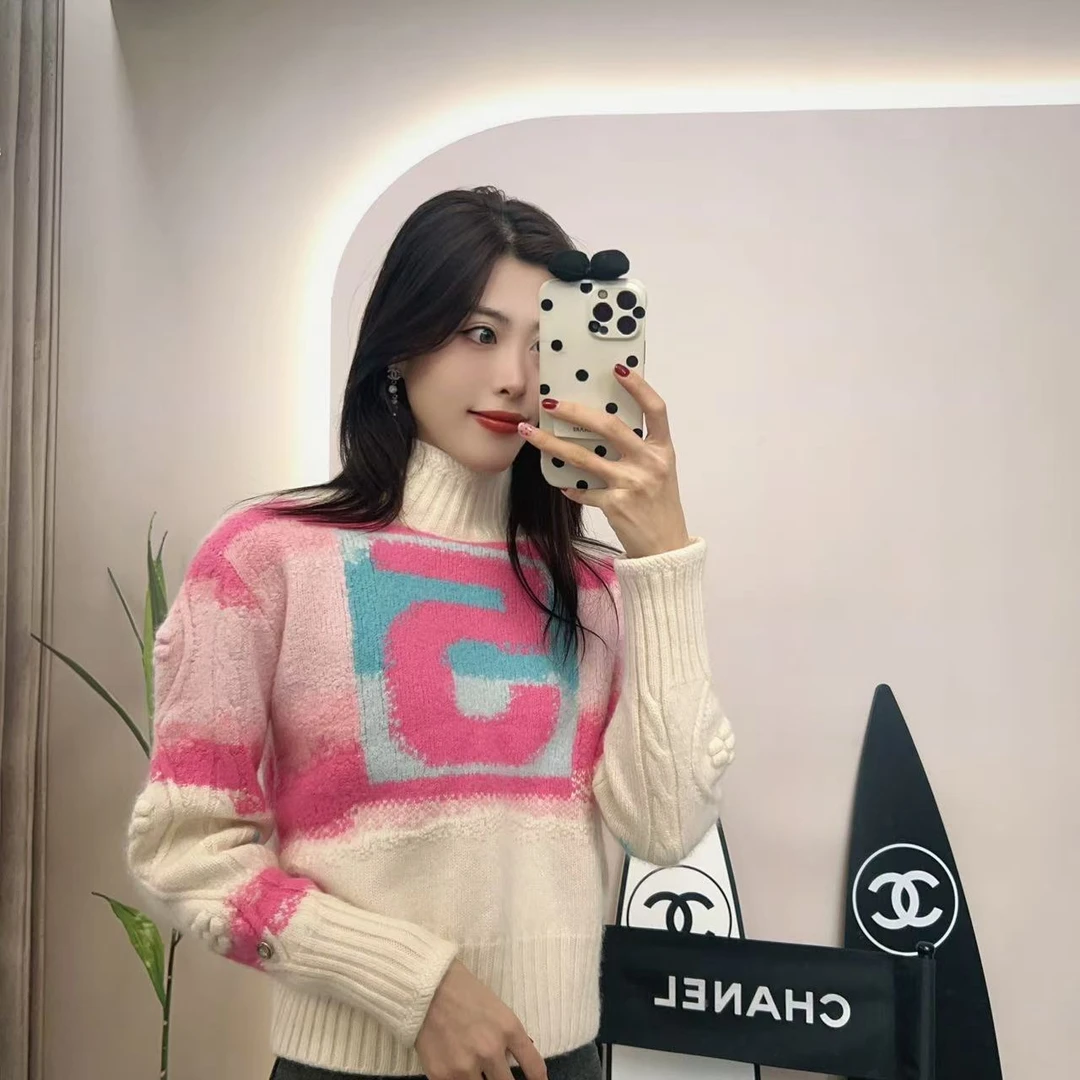 99新 Chanel/香奈儿 麦殿/羊绒5号毛衣36码/250118VRSVP12