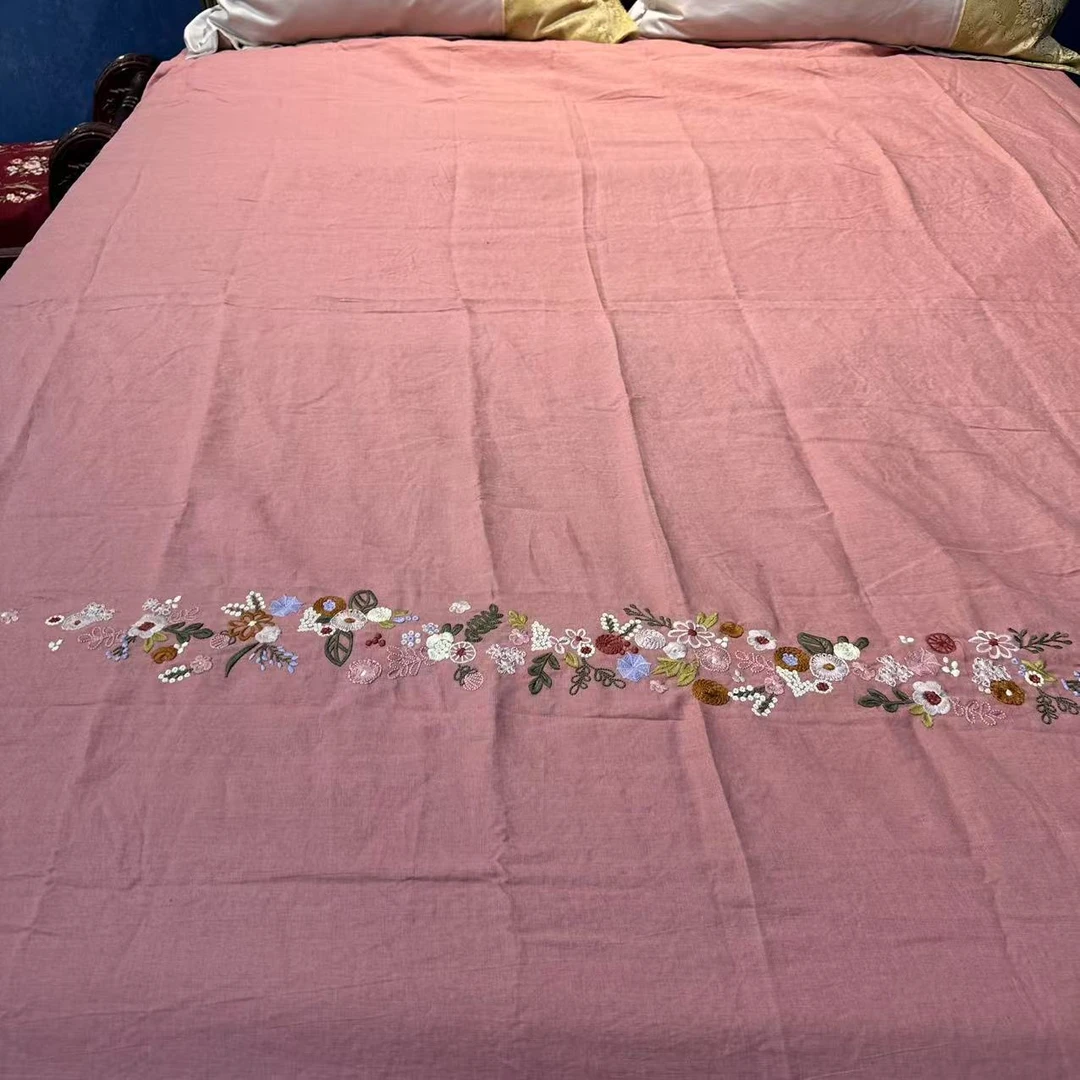 M309-1 粉色刺绣床单240*260cm