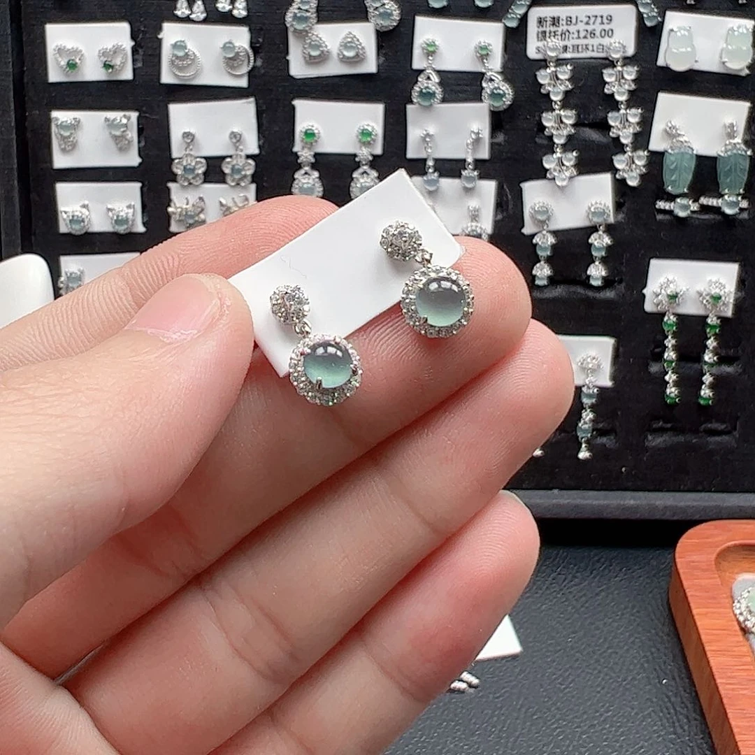 翡翠手链银S925镶嵌羽*天然翡翠A货