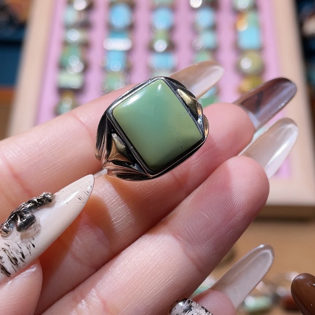 L***看绿松石银S925镶嵌戒指戒指