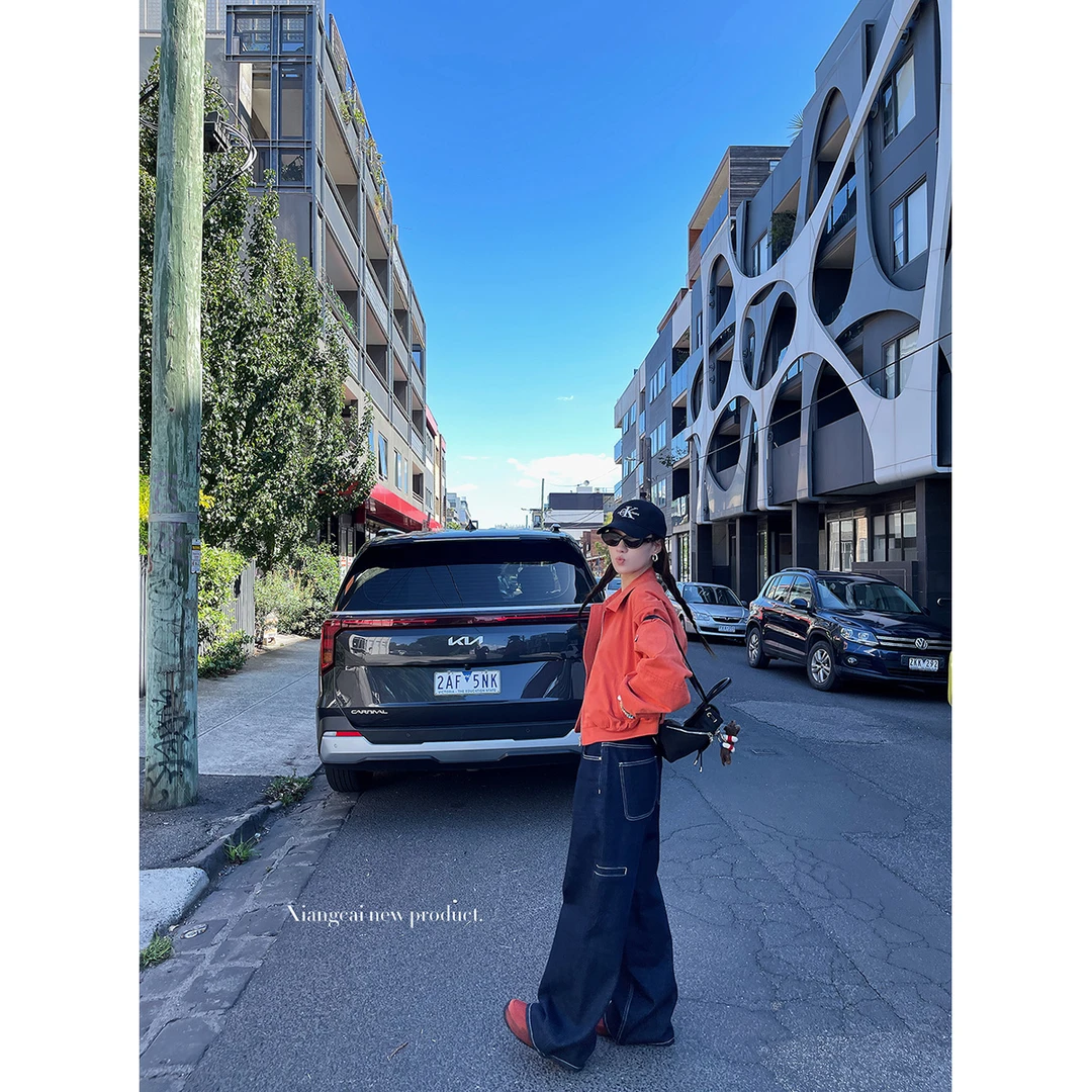香菜不加辣XIANGCAI 美式复古夹克外套女秋季修身显瘦夹棉短外套