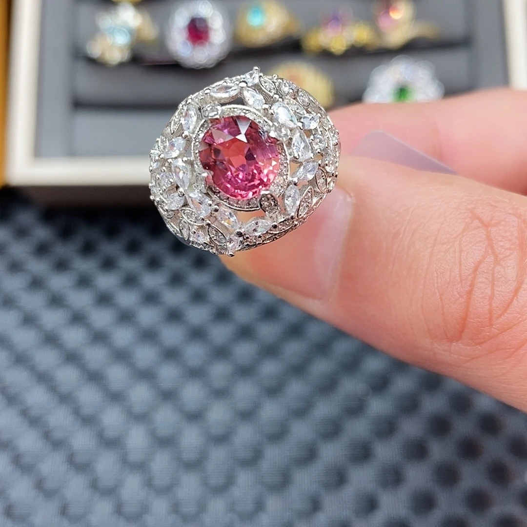 戒指碧玺银S925镶嵌