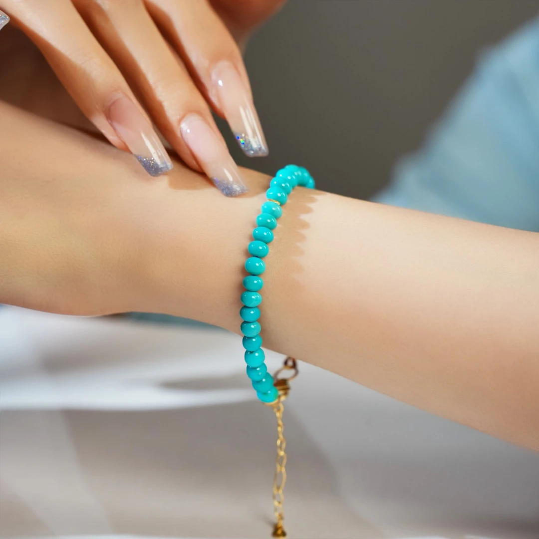 【美宁专属】S925美松三角碎银绿松石手链--XZ0161BZ