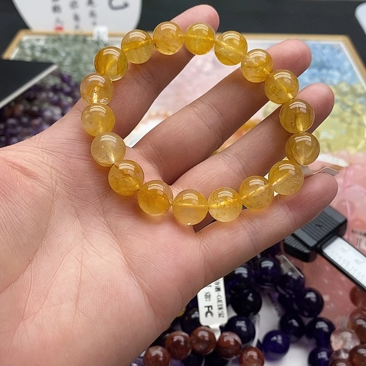 水晶手链未镶嵌黄胶花11+