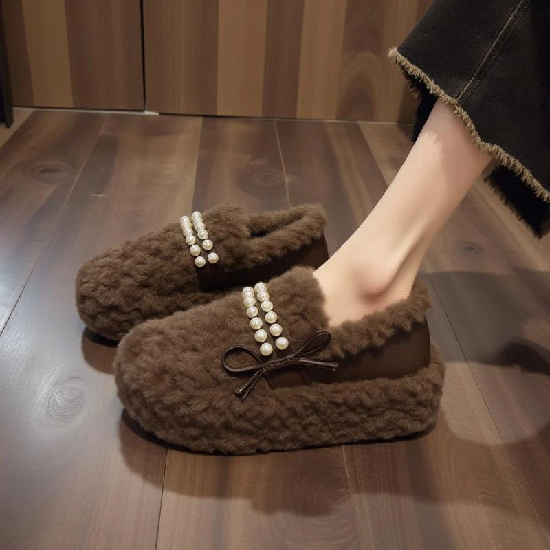 【DR官方正品】秋冬必备！【羊羔绒】珍珠毛毛鞋女冬季新款小香风厚底