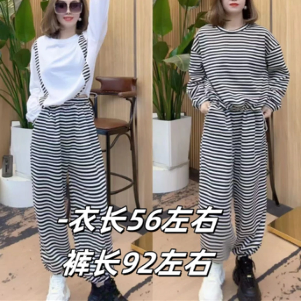 早秋新款时尚休闲长袖上衣长裤套装经典百搭显瘦减龄