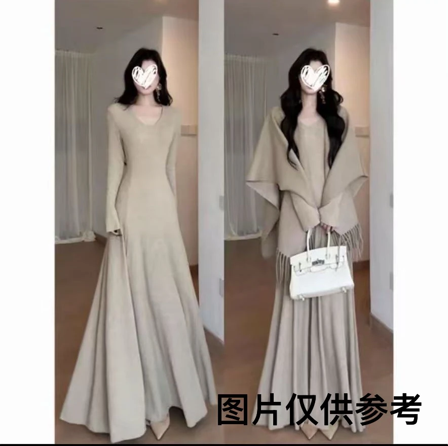大码显瘦连衣裙披肩两件套