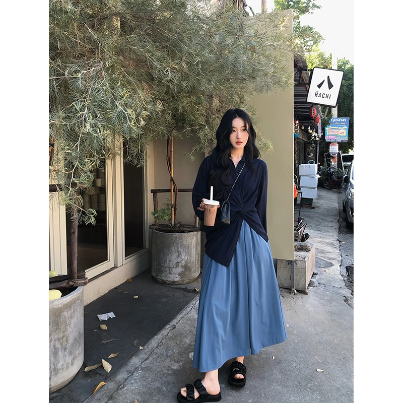 任小艺2025春季新品3米大摆量！韩版百搭显瘦弹力半身裙A字伞裙女