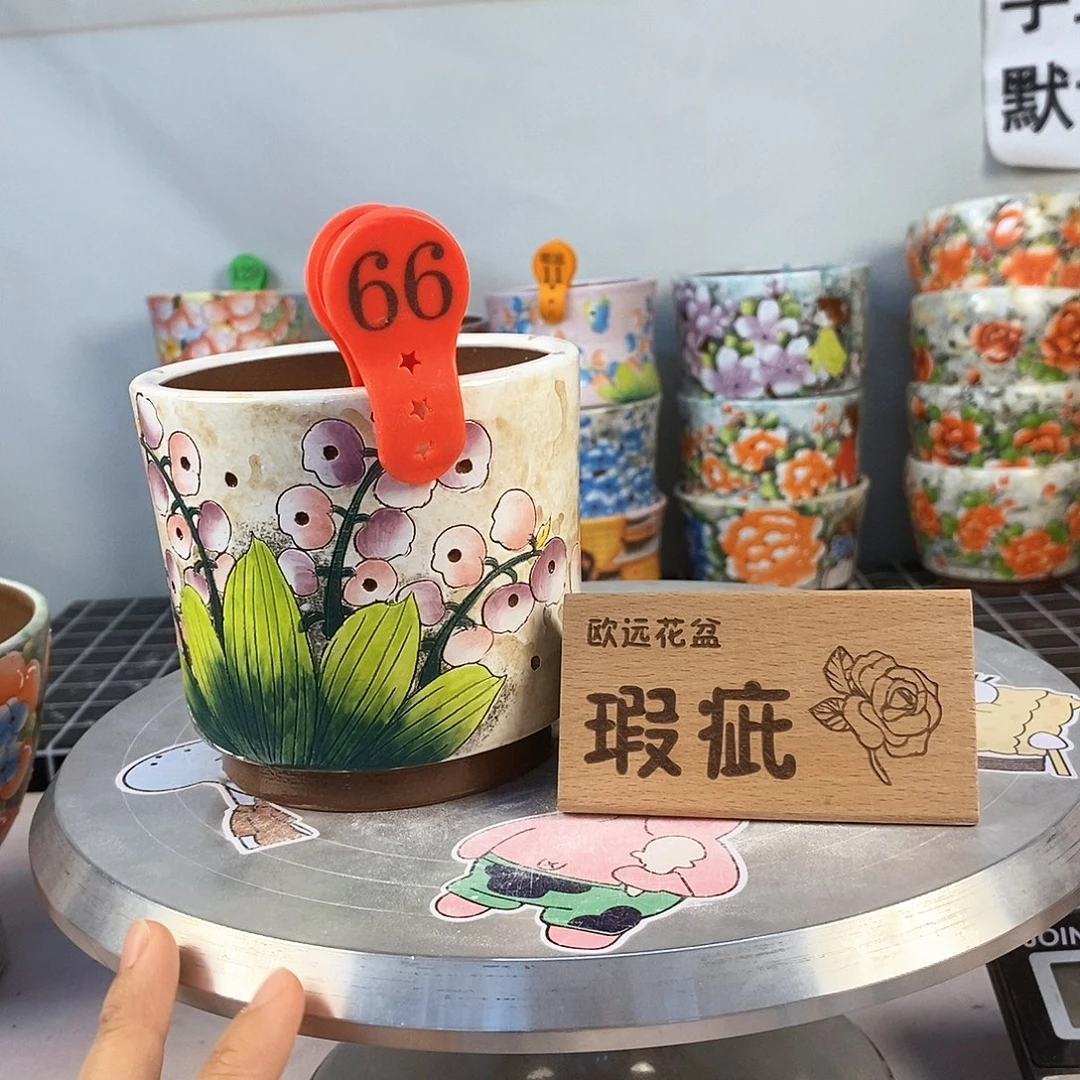 紫砂花盆红陶手绘花盆