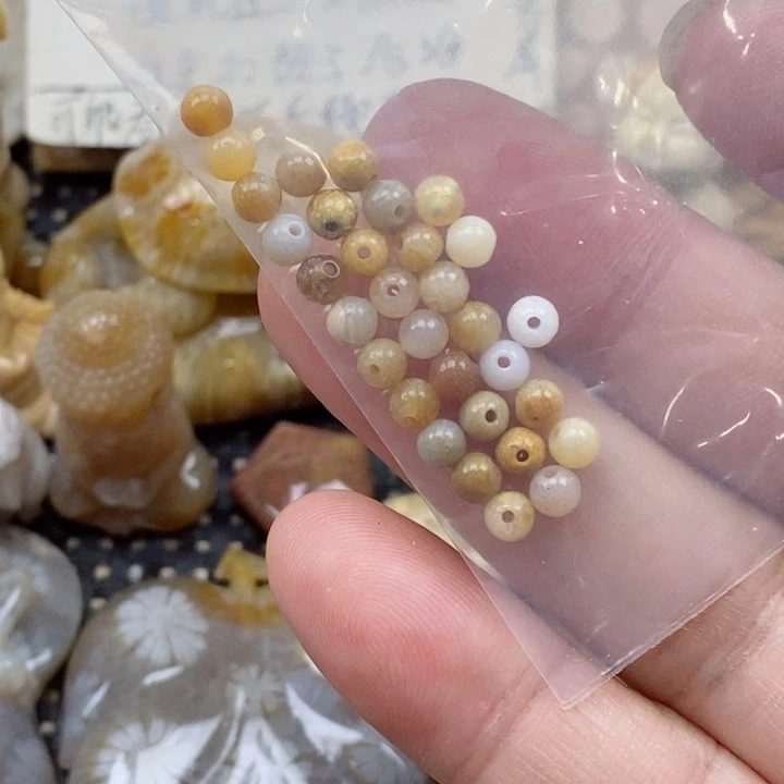 颈饰未镶嵌硅化珊瑚（珊瑚玉）4m m