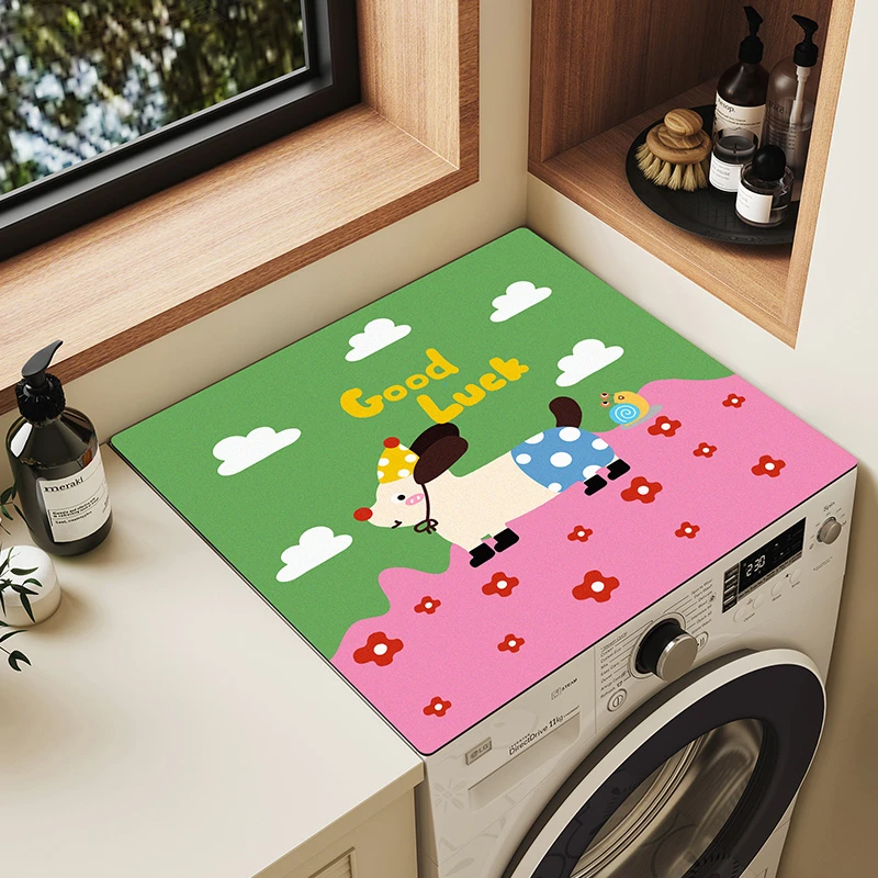萌宠洗衣机垫冰箱方形防尘垫家用垫子床头柜硅藻泥吸水防滑垫