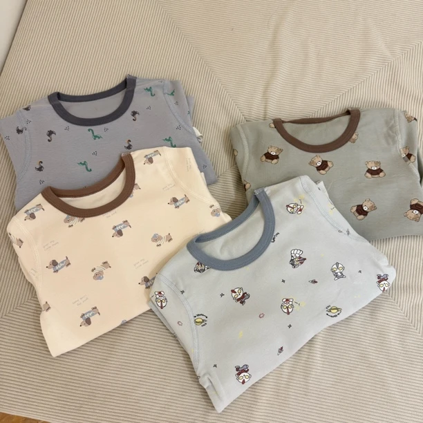 300g舒绒纯棉冬季儿童家居服无骨磨毛套装