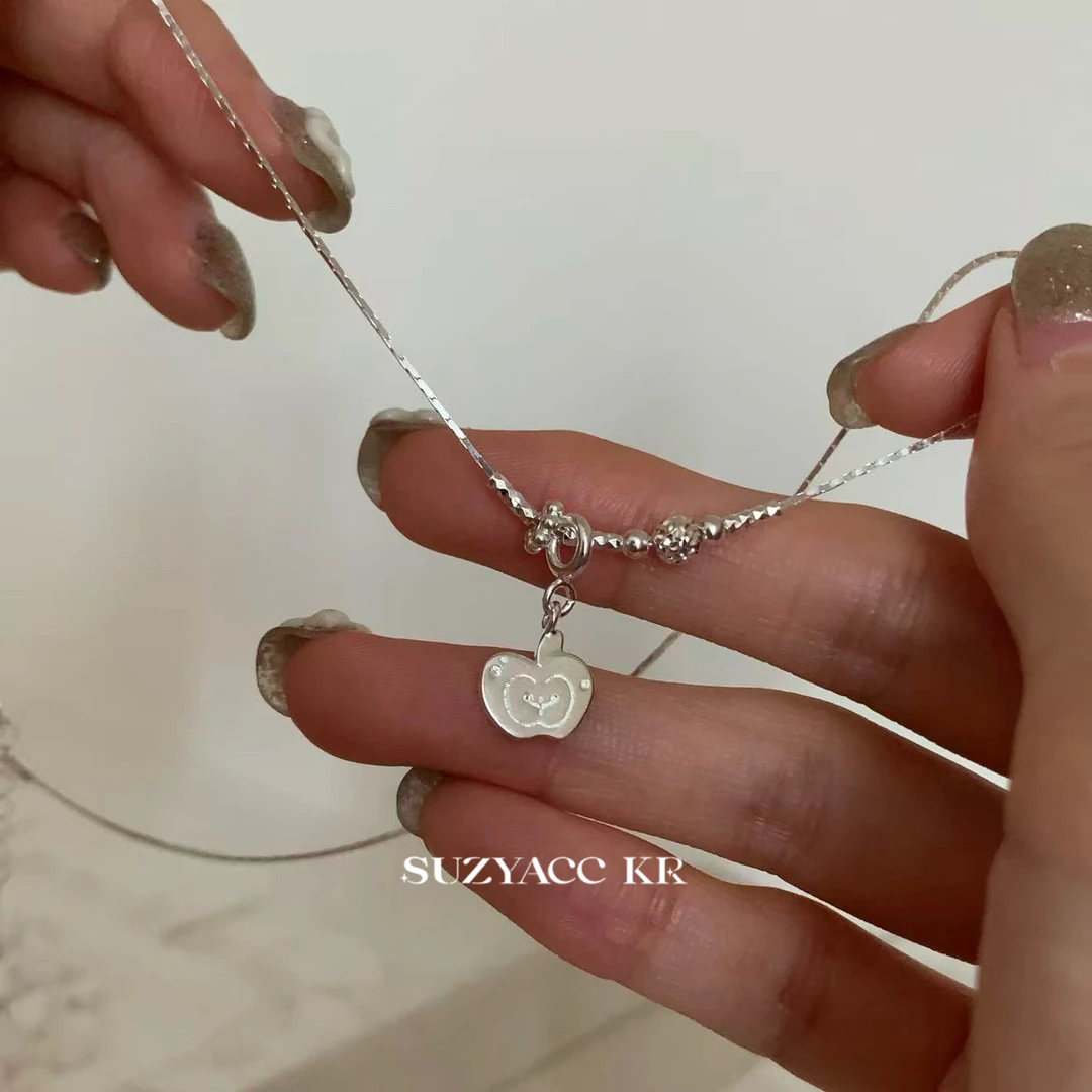 Suzyacc Kr 坠链均925银 【快乐小狗】素链苹果吊坠项链手工DX0293