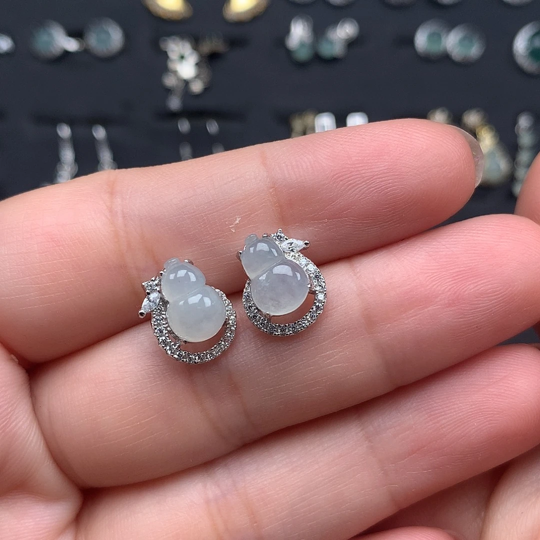 翡翠银S925镶嵌耳饰