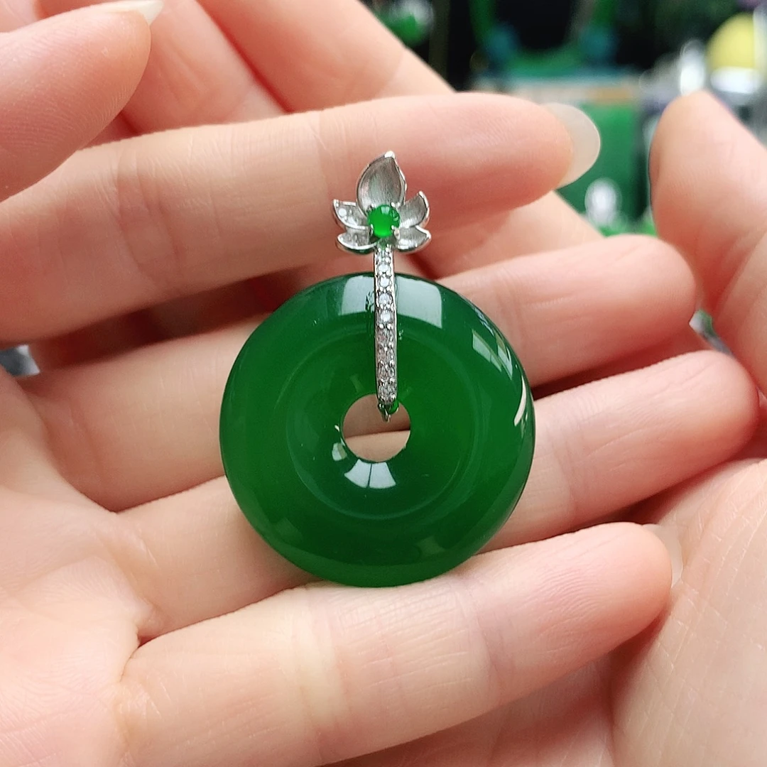 玛瑙/玉髓银S925镶嵌吊坠