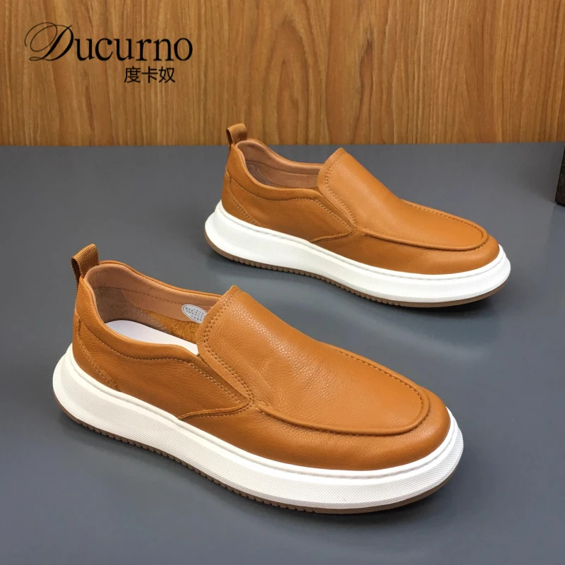 2025夏季新款头层牛皮透气一脚蹬乐福鞋百搭高端上等头层牛皮男鞋