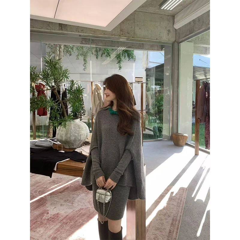 秋季新款修身显瘦设计感高级时尚网红穿搭上衣气质收腰半身裙套装