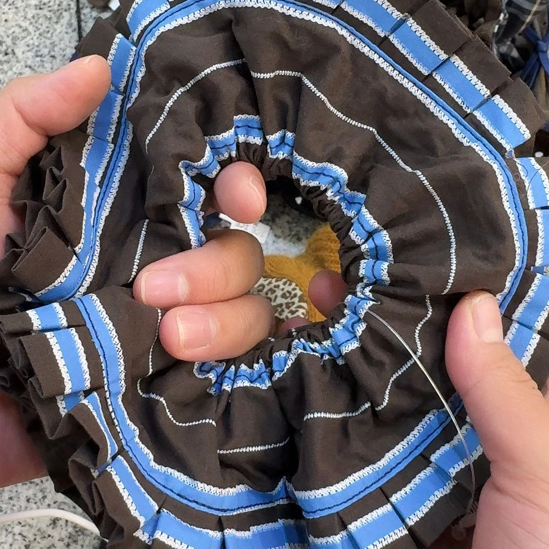 非金属蓝咖条纹发圈