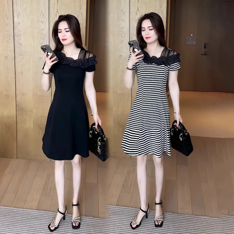 时尚连衣裙2025新款今年流行时尚网纱减龄洋气爆款夏装显瘦裙子