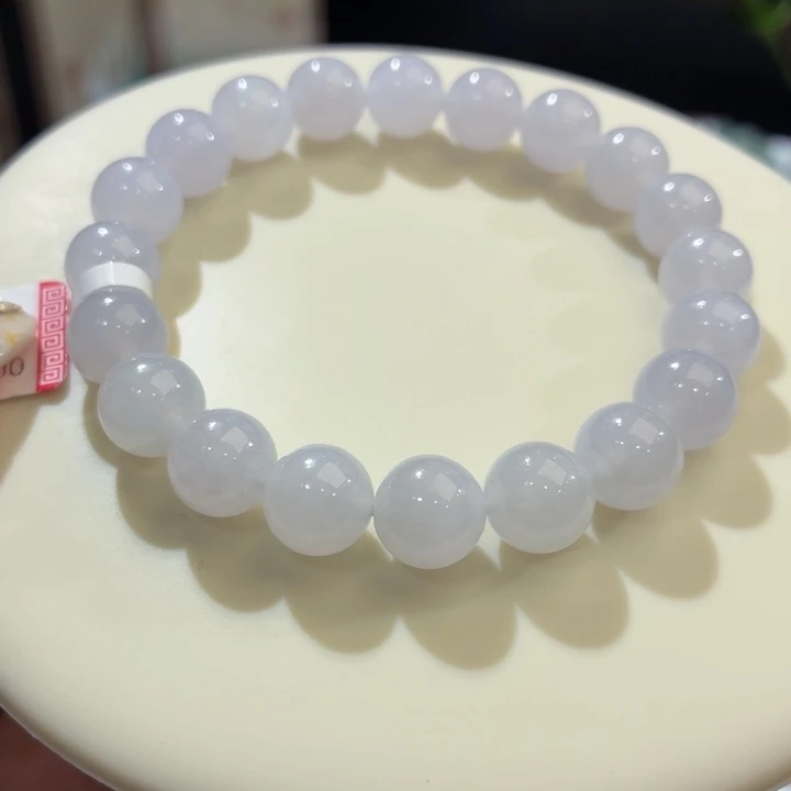 翡翠未镶嵌手链冰胶浅紫卡9.8