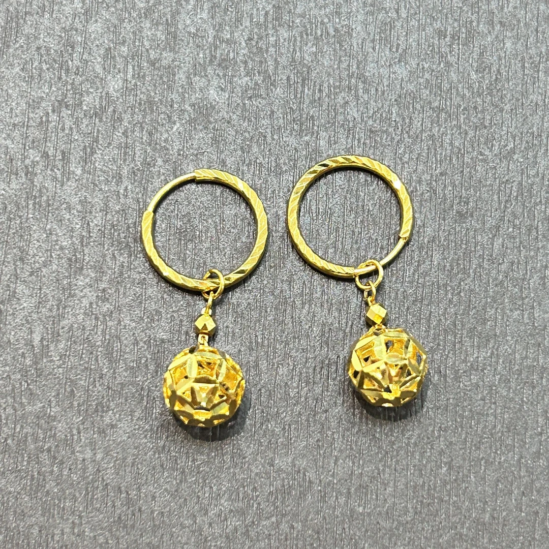 【店长专享】足金999投资金攒黄金镂空球球耳ZBHJE745克重多退少补