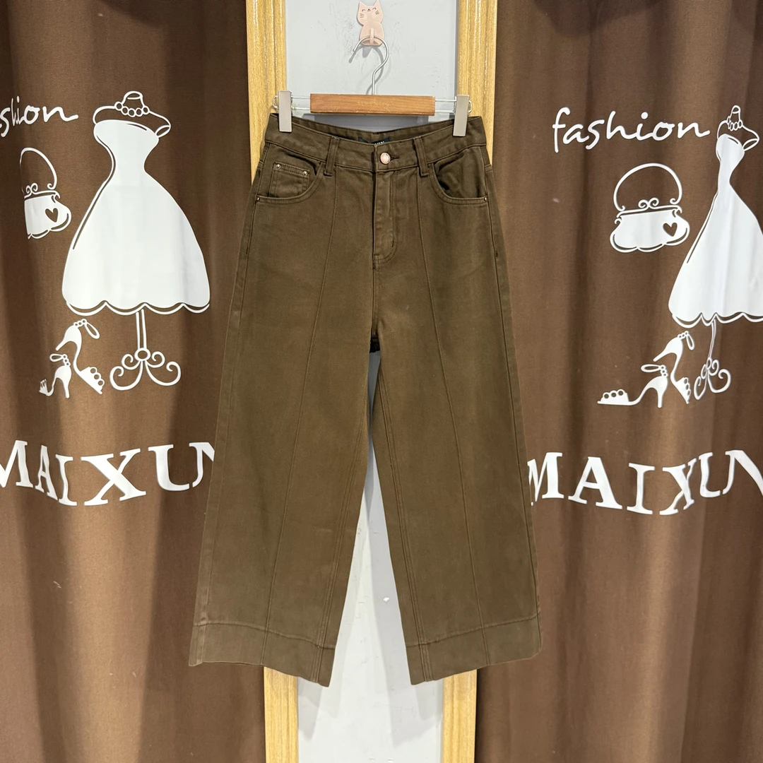 麦寻女装九分裤直筒裤KCXHQ008巧克力色没有腰带
