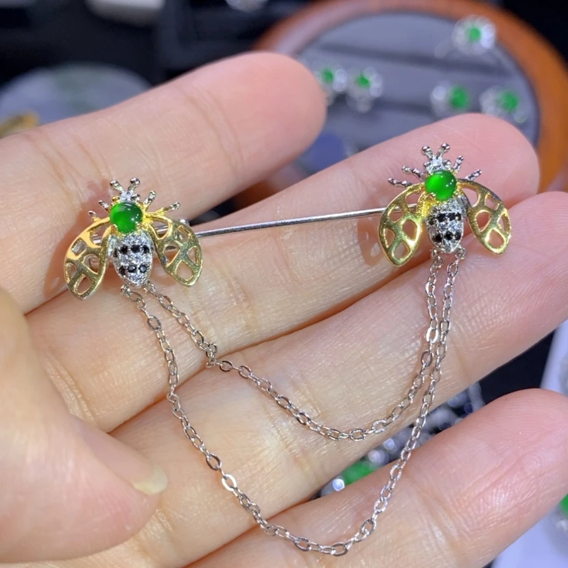 【闪购商品】翡翠挂件银S925镶嵌天然翡翠