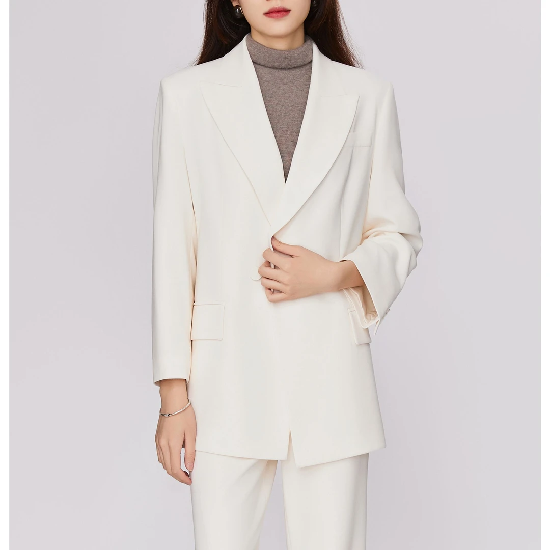 AMASS/阿玛施时尚设计感休闲大翻领长袖单扣气质通勤西装5400777