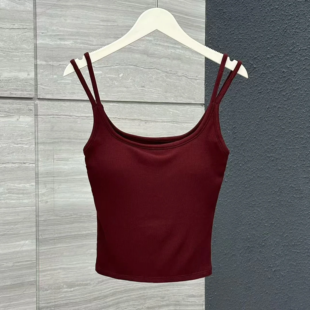 纯色女紧身百搭短款针织时尚上衣打底吊带背心女士DDL58