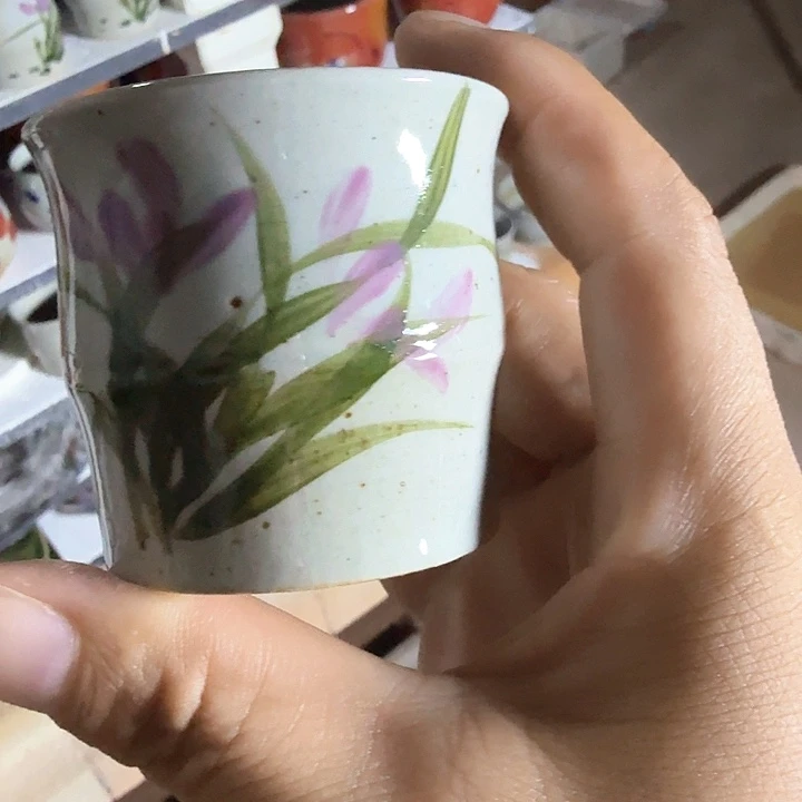 景德镇陶瓷手工手绘竹节杯