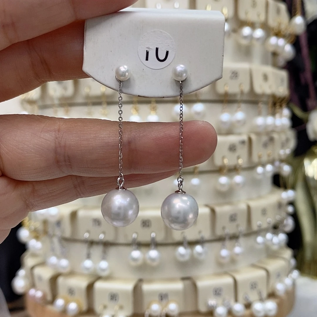 银S925镶嵌耳饰淡水珍珠